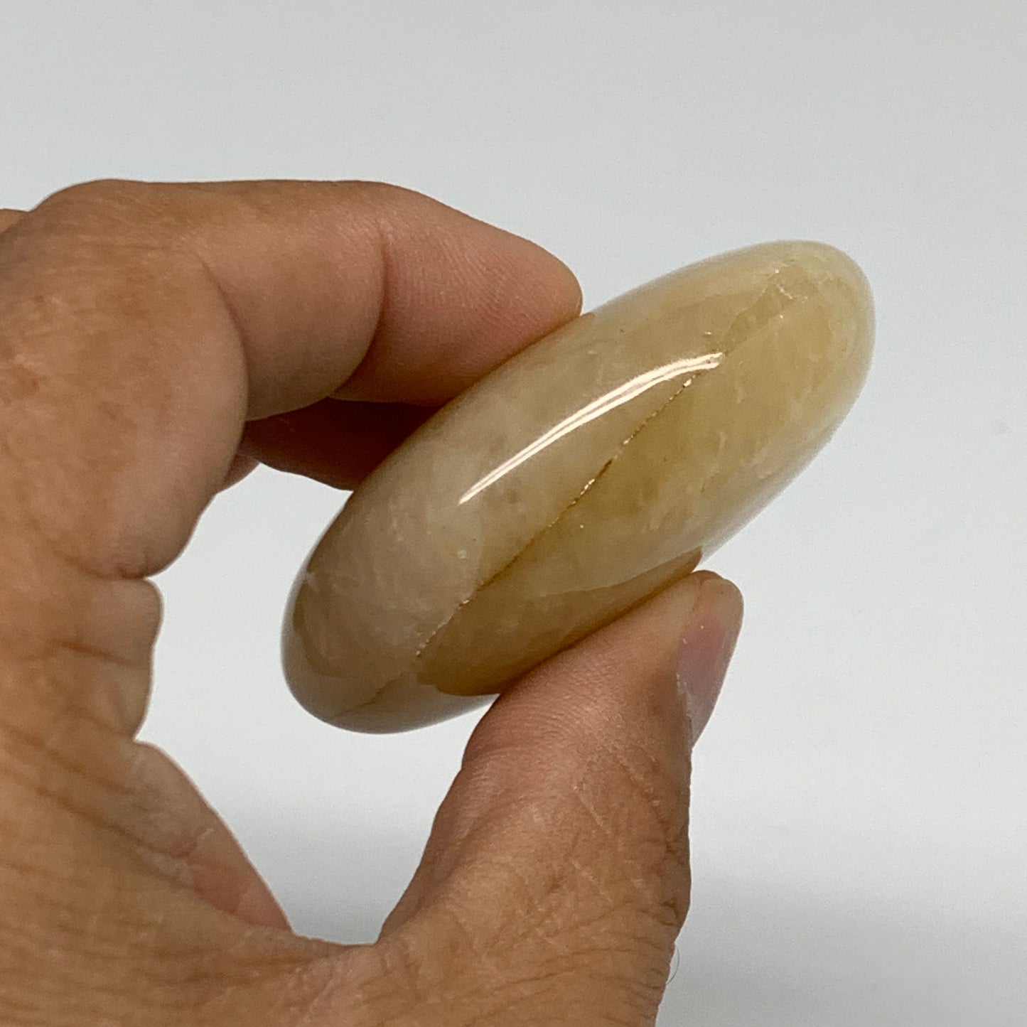 76.2g, 2.2"x1.6"x0.8", Yellow Aventurine Palm-Stone Crystal Stone, B35044