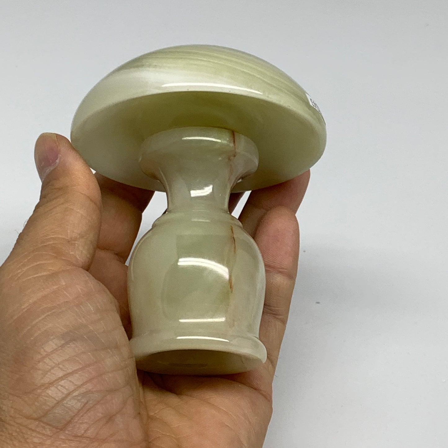 291g, 3.3"x1.5"x2.9", Natural Green Onyx Candle Holder Gemstone Carved, B32243