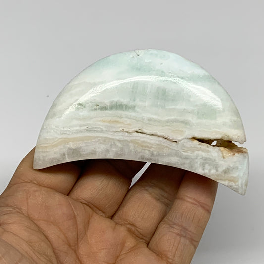 118.6g, 3.2"x1.7"x0.8", Caribbean Calcite Moon Crescent Gemstone, B33616