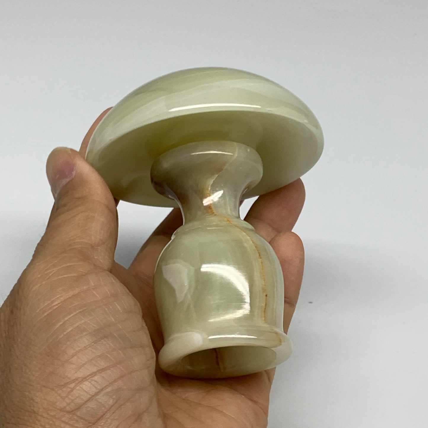 291g, 3.3"x1.5"x2.9", Natural Green Onyx Candle Holder Gemstone Carved, B32243