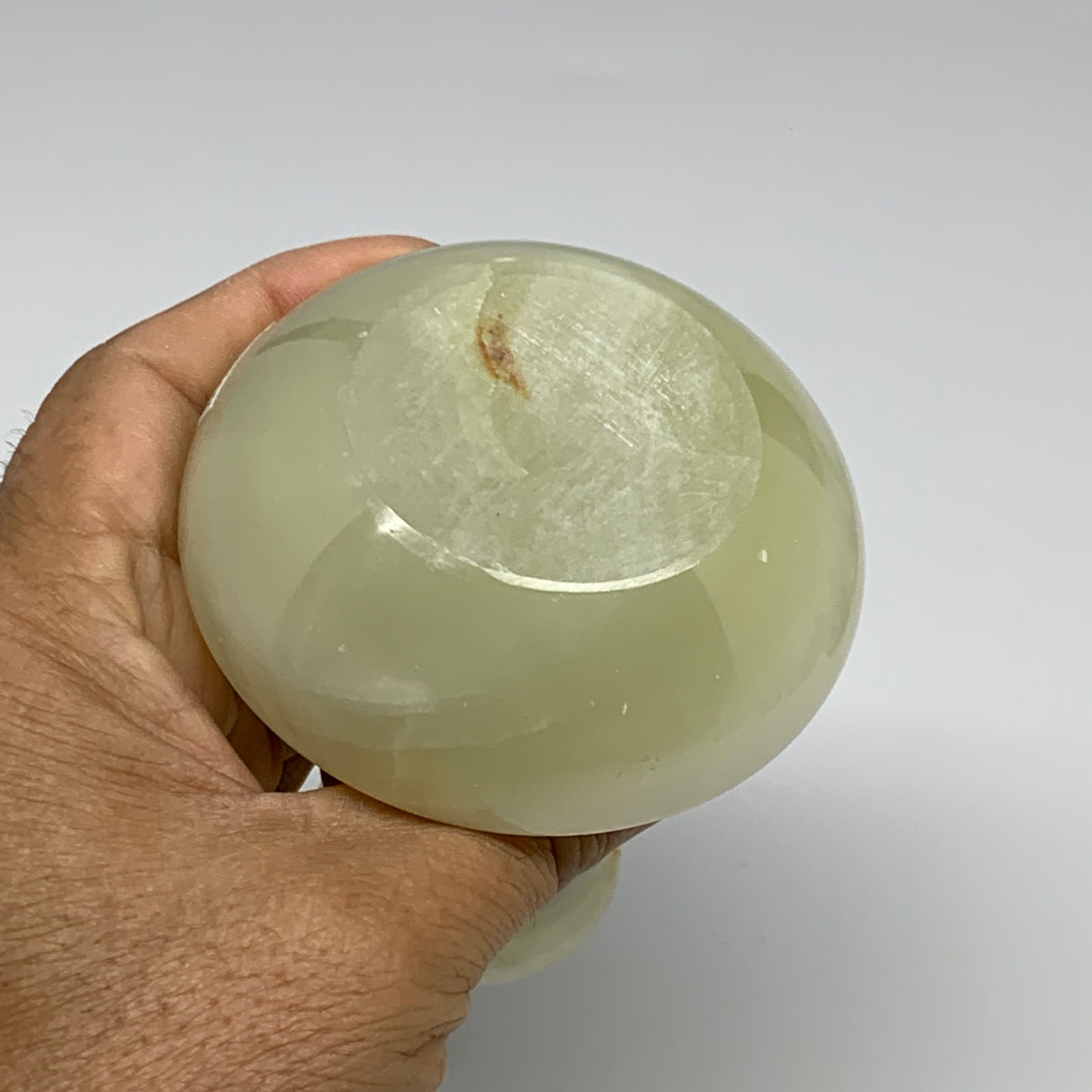 291g, 3.3"x1.5"x2.9", Natural Green Onyx Candle Holder Gemstone Carved, B32243