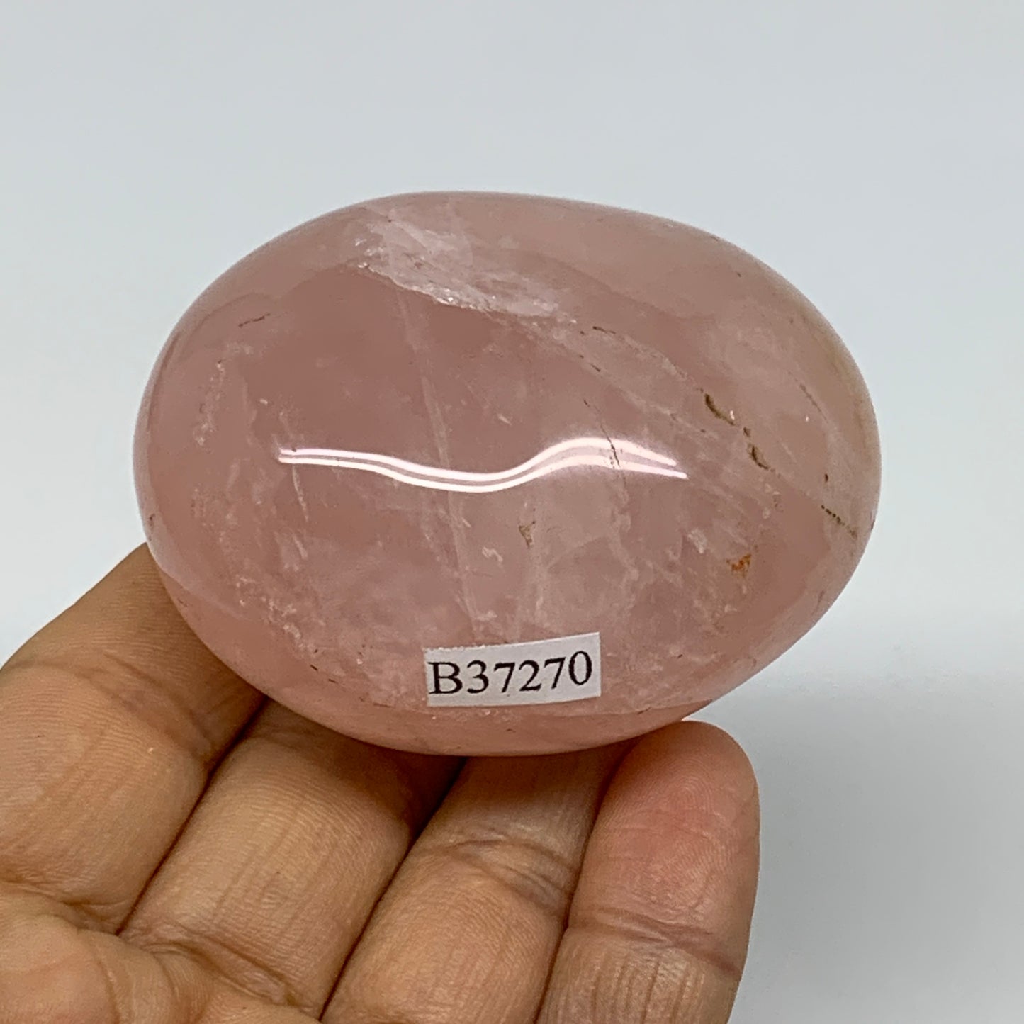 164.3g , 2.5"x2"x1.4", Natural Pink Rose Quartz Palm-stone Crystal, B37270