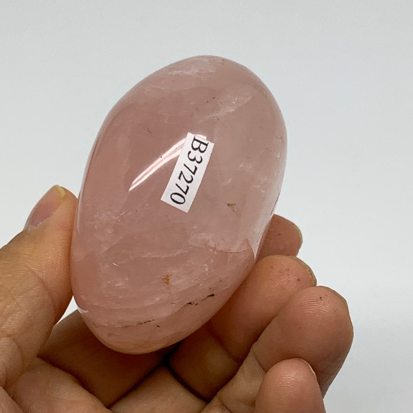 164.3g , 2.5"x2"x1.4", Natural Pink Rose Quartz Palm-stone Crystal, B37270