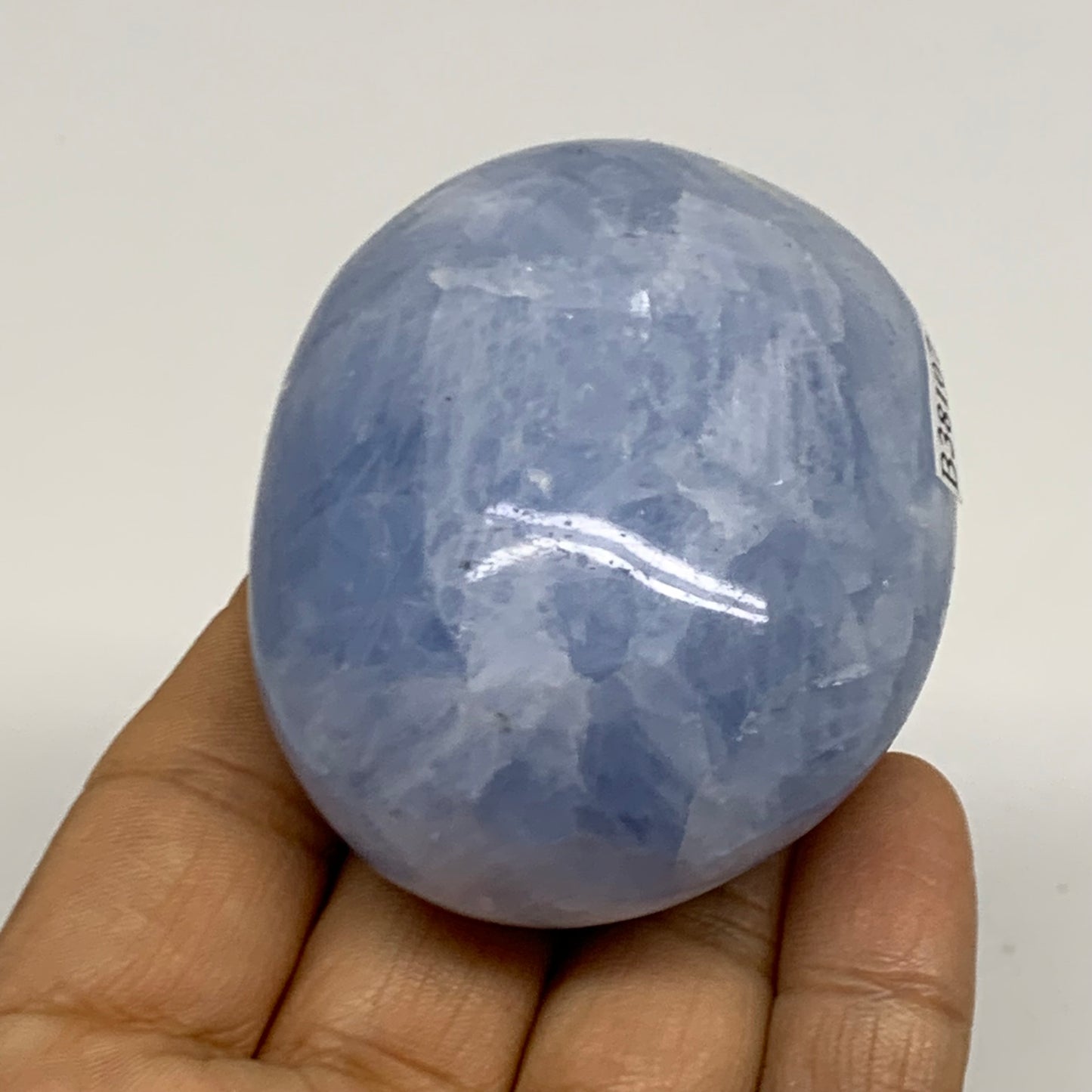 161.5g, 2.5"x2"x1.3" Blue Calcite Palm-Stone Polished Tumbled, B38107