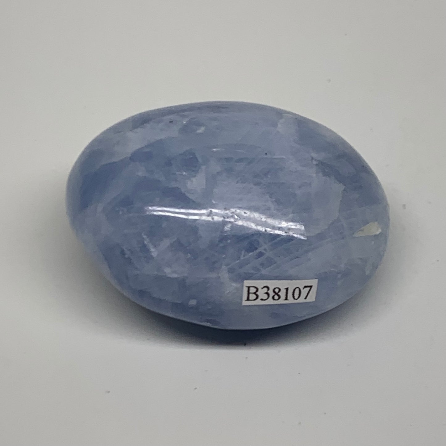161.5g, 2.5"x2"x1.3" Blue Calcite Palm-Stone Polished Tumbled, B38107
