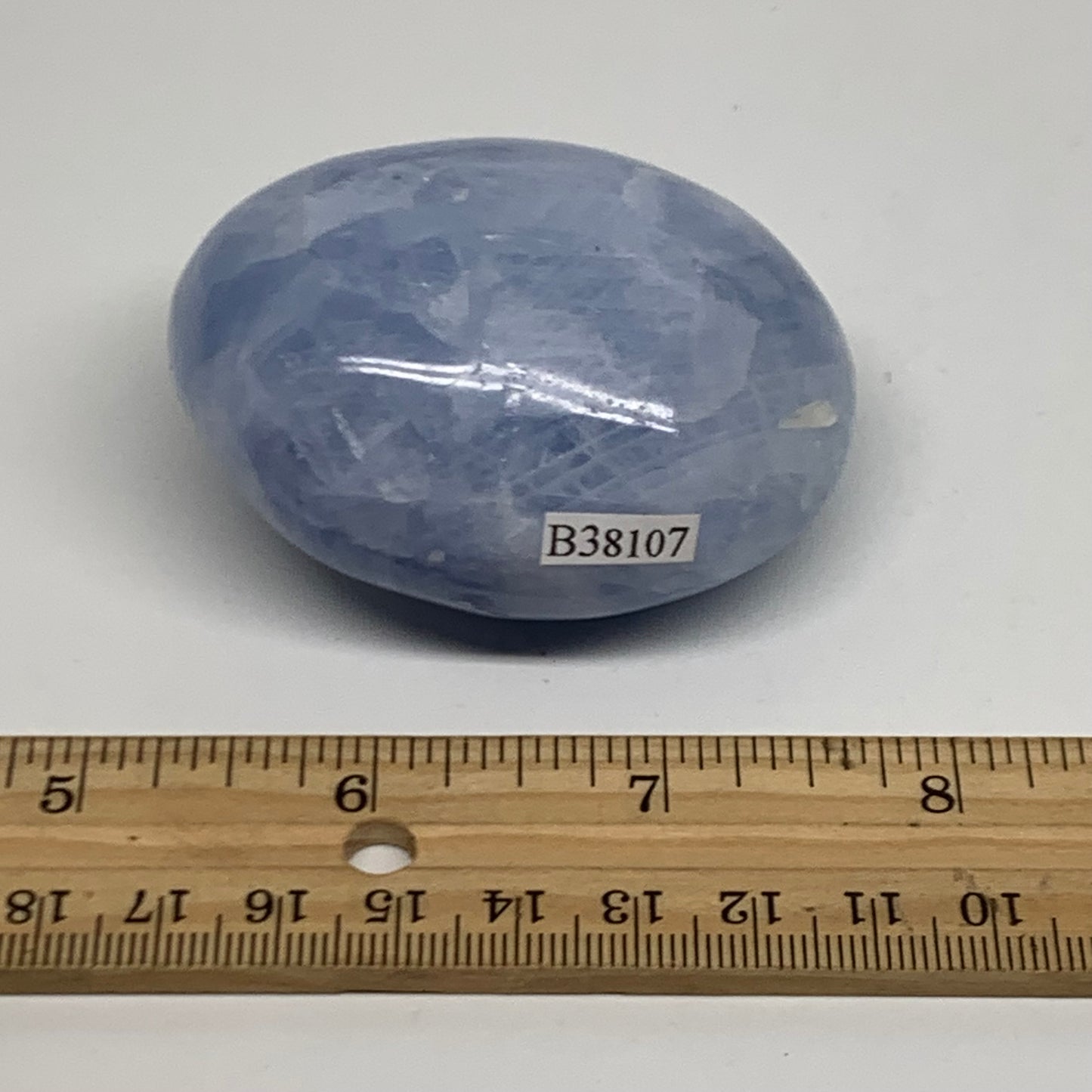 161.5g, 2.5"x2"x1.3" Blue Calcite Palm-Stone Polished Tumbled, B38107
