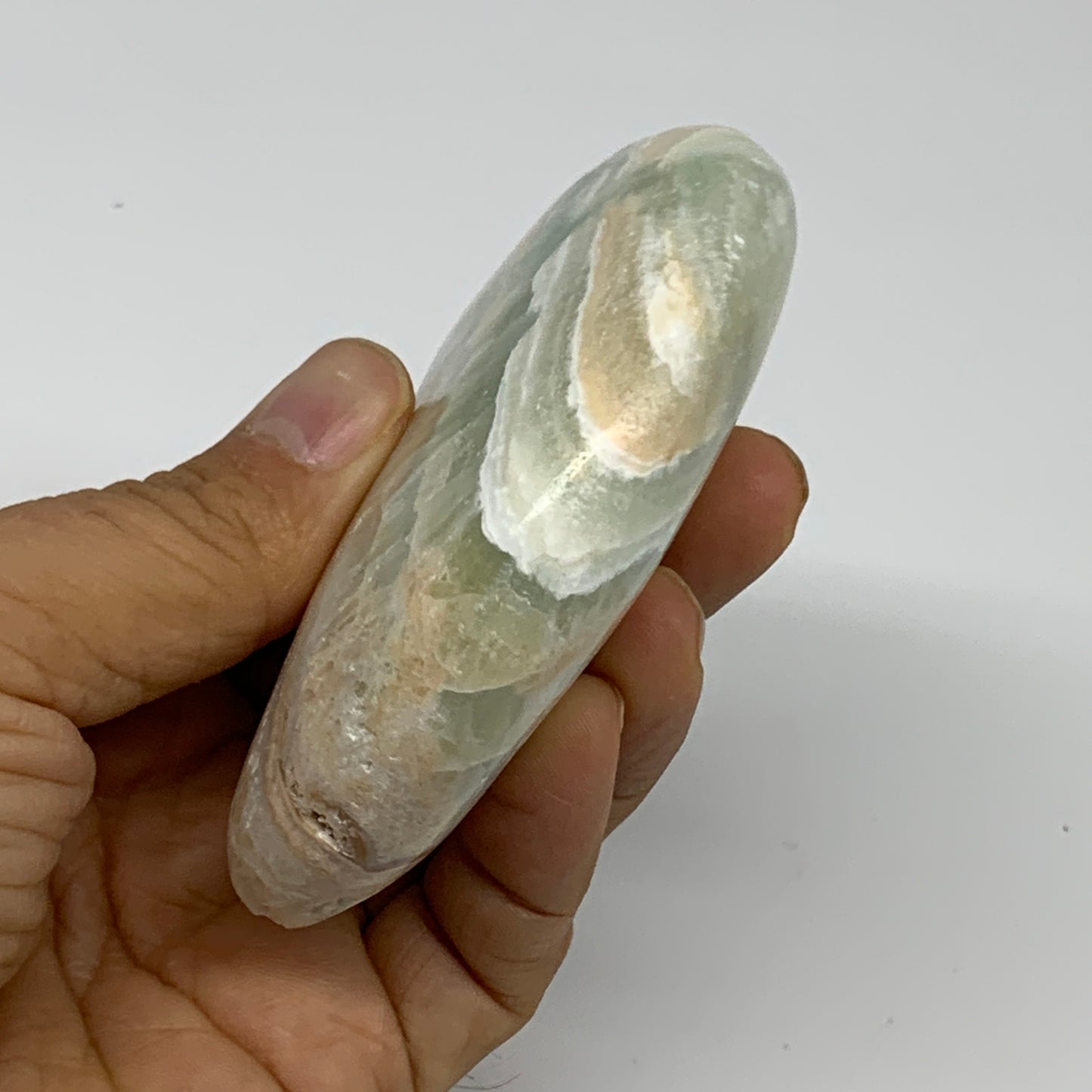 183.1g, 3.5"x1.9"x0.9", Caribbean Calcite Moon Crescent Gemstone, B33617