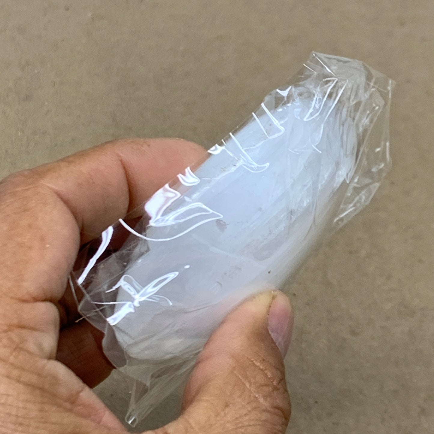 110g, 2.8"x2.1"x1", White Selenite Palmstone Crystal Pillow Reiki, B36354