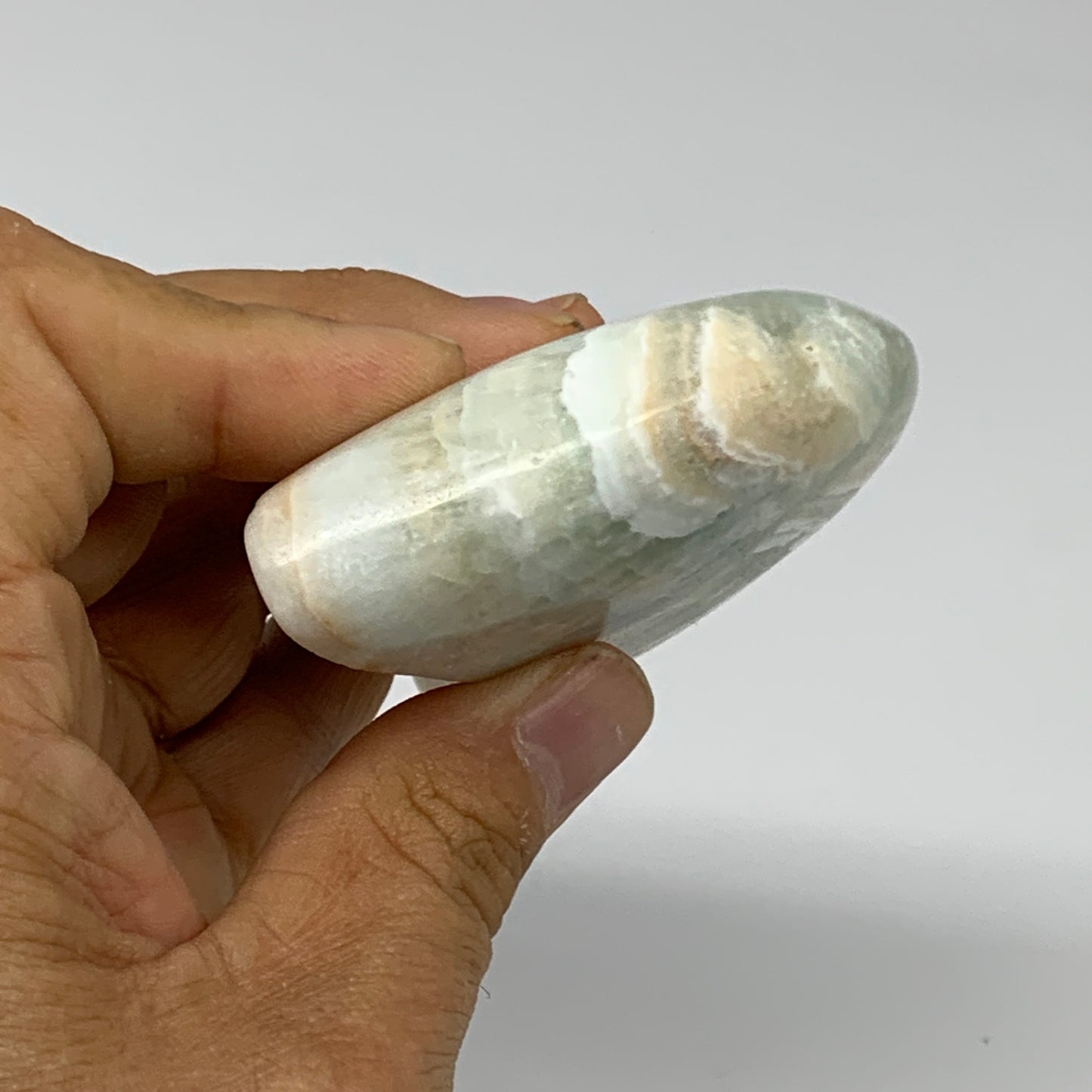 183.1g, 3.5"x1.9"x0.9", Caribbean Calcite Moon Crescent Gemstone, B33617