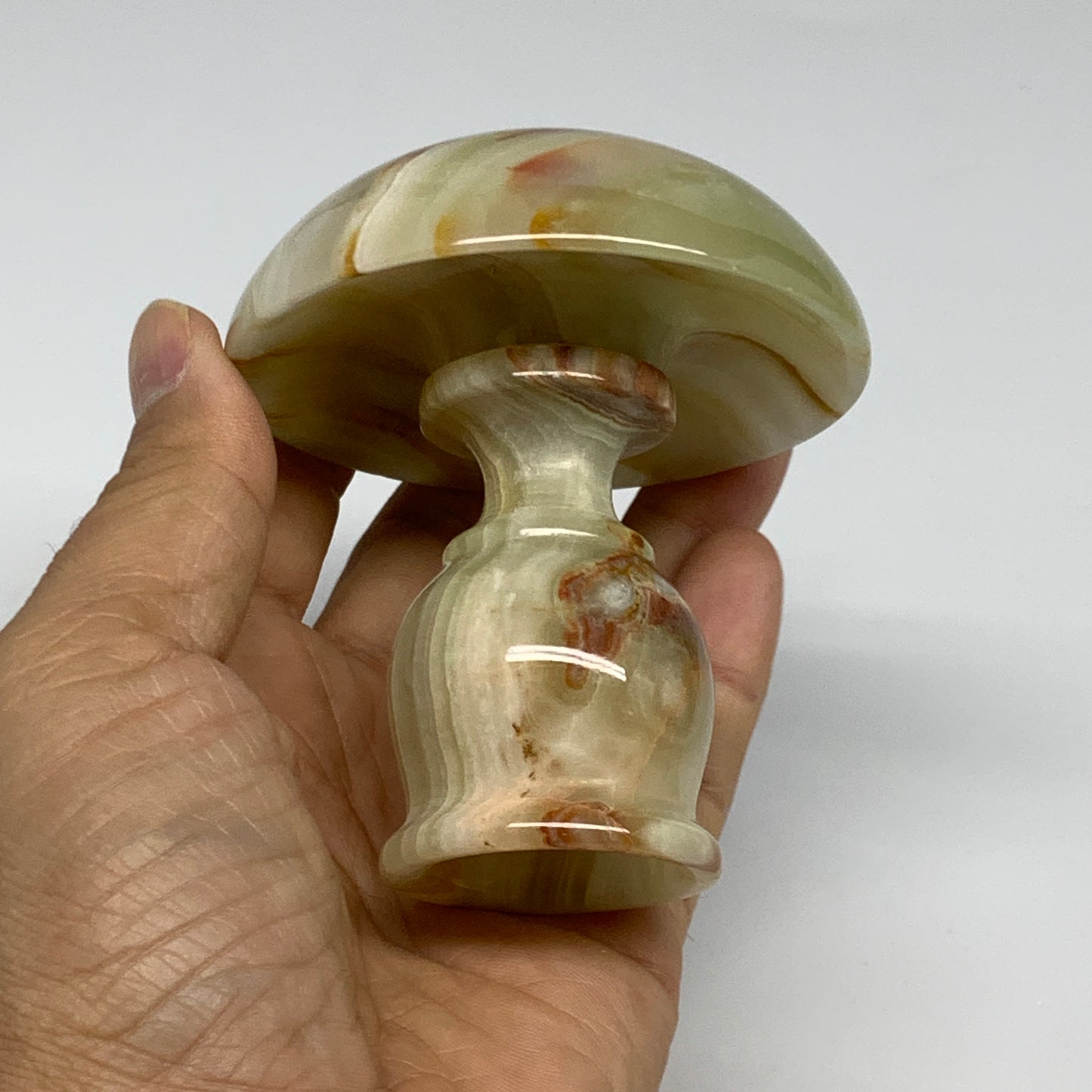 253g, 3.2"x1.4"x2.9", Natural Green Onyx Candle Holder Gemstone Carved, B32244