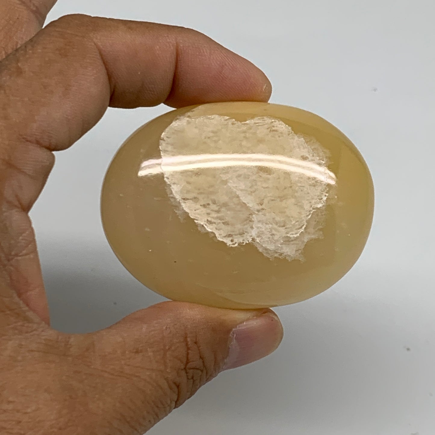 83.4g, 2.2"x1.7"x0.9", Yellow Aventurine Palm-Stone Crystal Stone, B35046