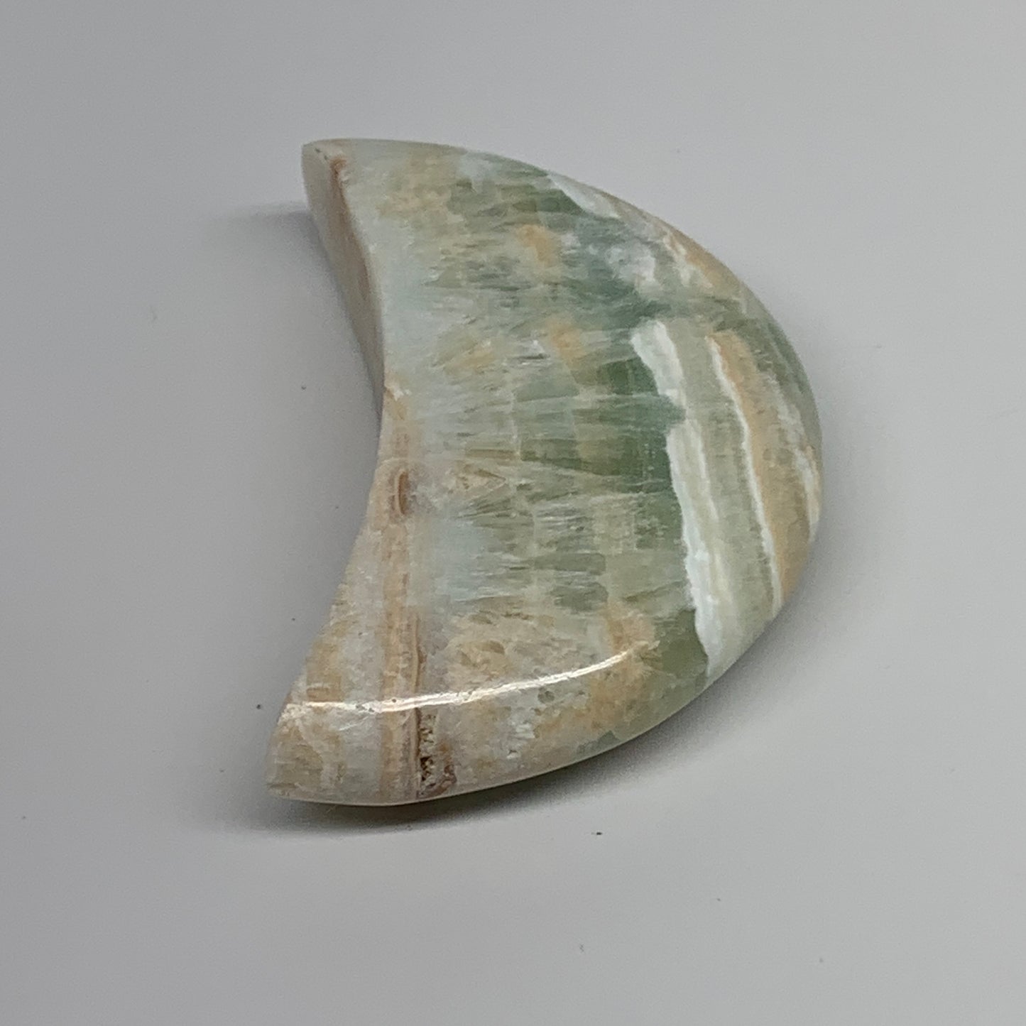 183.1g, 3.5"x1.9"x0.9", Caribbean Calcite Moon Crescent Gemstone, B33617