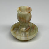 253g, 3.2"x1.4"x2.9", Natural Green Onyx Candle Holder Gemstone Carved, B32244
