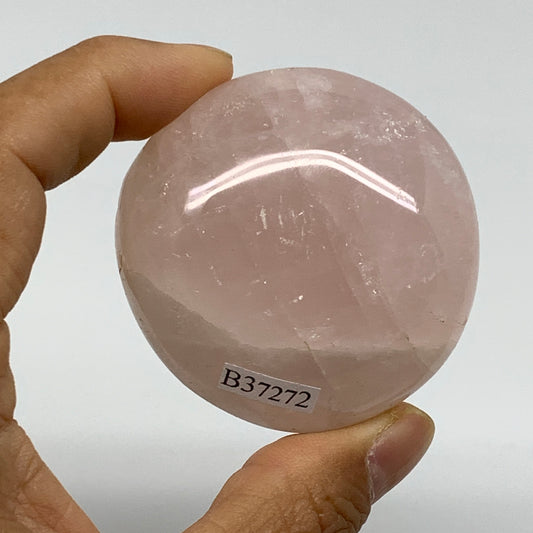 122g , 2.1"x2.1"x1.2", Natural Pink Rose Quartz Palm-stone Crystal, B37272