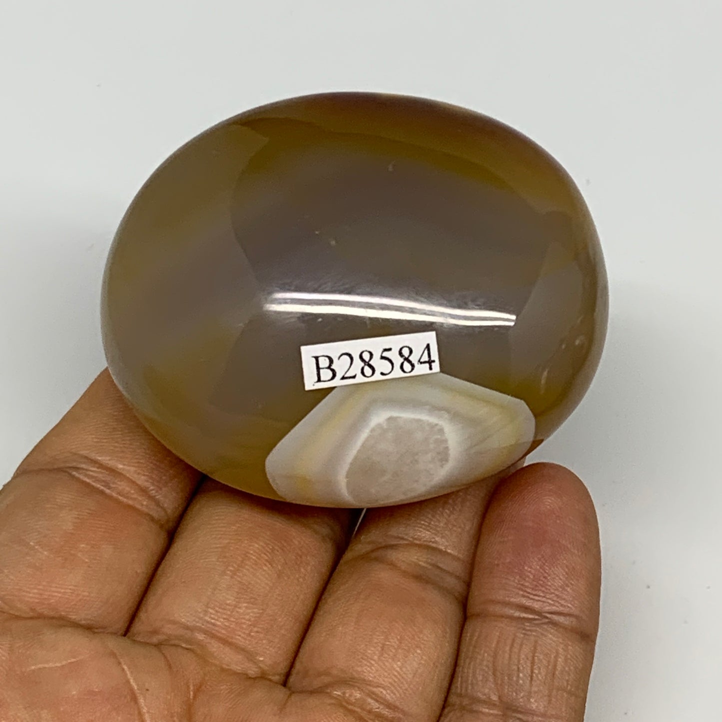 119.6g,2.3"x1.9"x1.2", Red Carnelian Palm-Stone Gem Crystal Polished, B28584