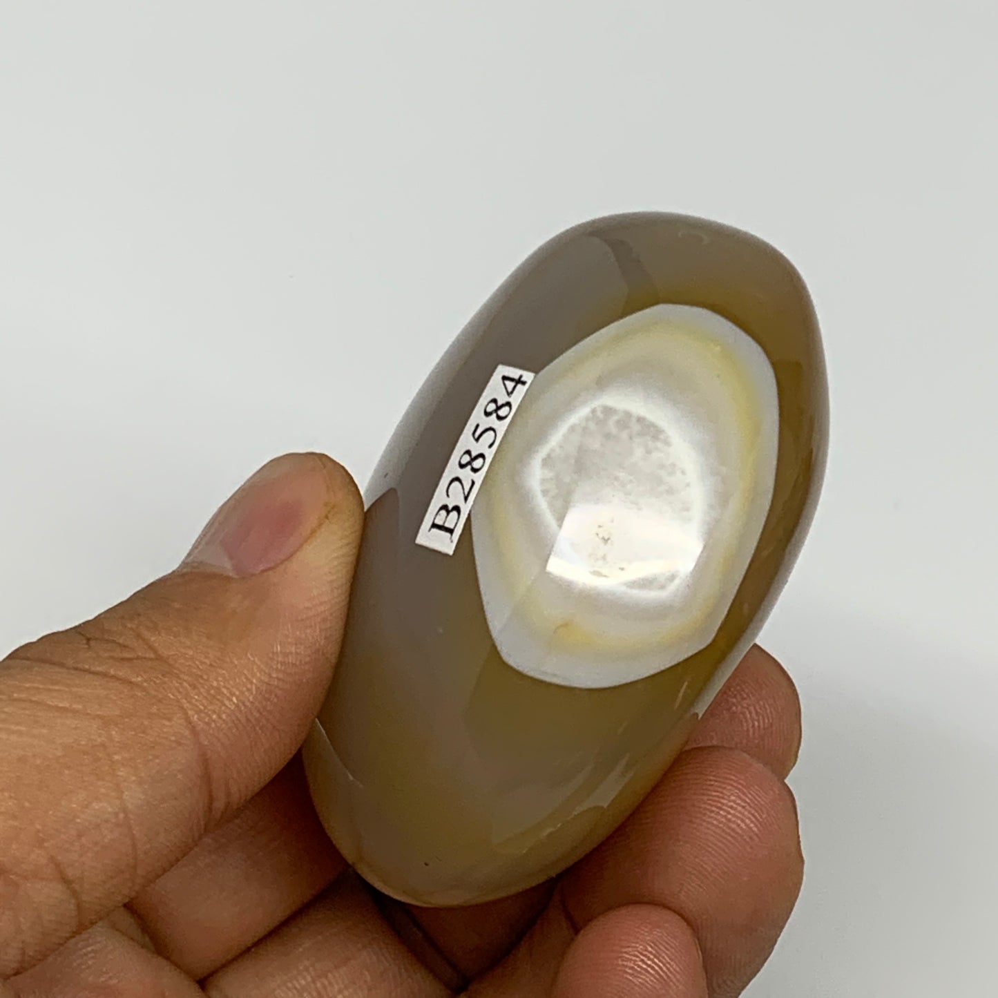 119.6g,2.3"x1.9"x1.2", Red Carnelian Palm-Stone Gem Crystal Polished, B28584