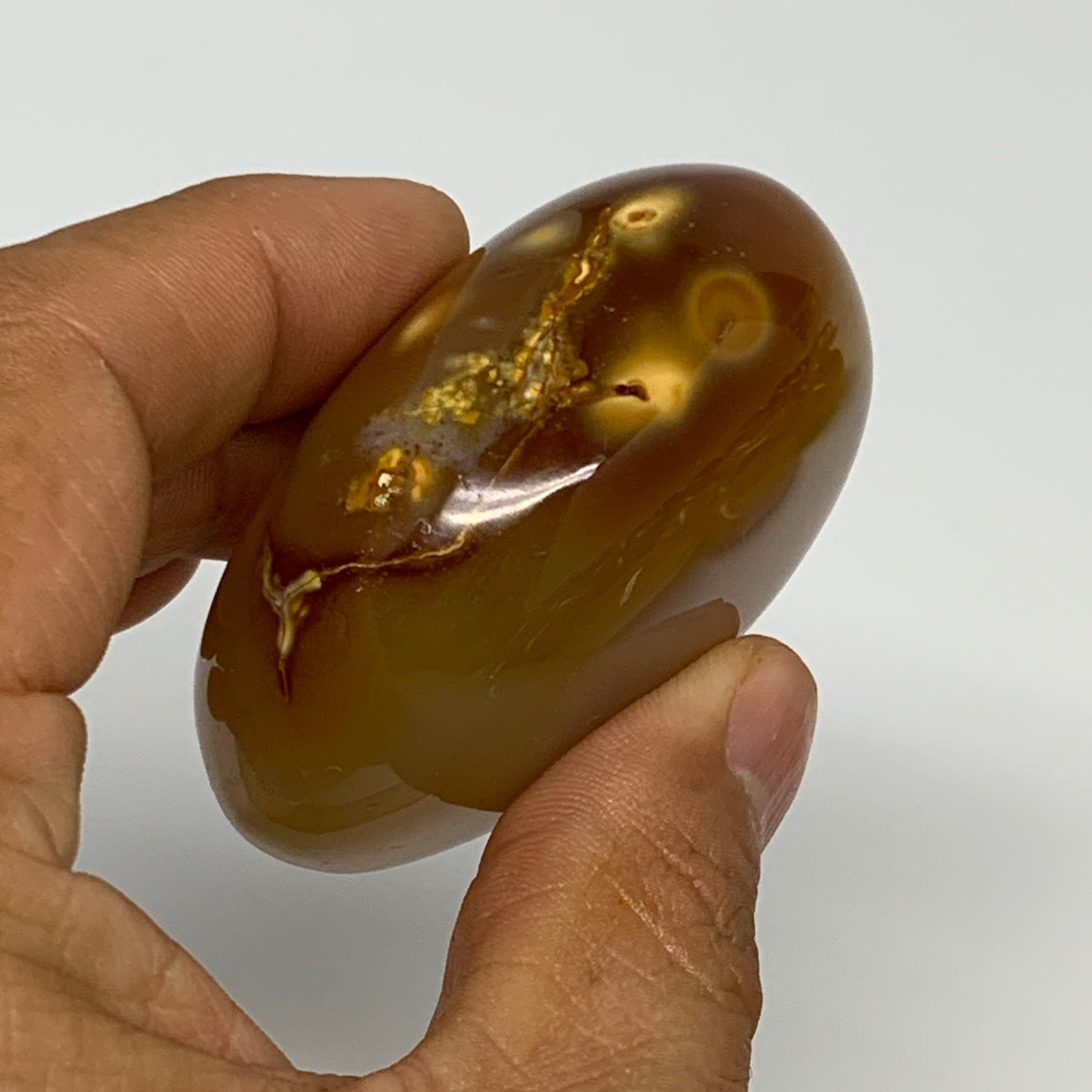 119.6g,2.3"x1.9"x1.2", Red Carnelian Palm-Stone Gem Crystal Polished, B28584