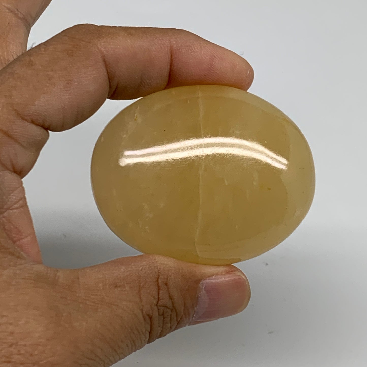 78.1g, 2.1"x1.7"x0.8", Yellow Aventurine Palm-Stone Crystal Stone, B35047