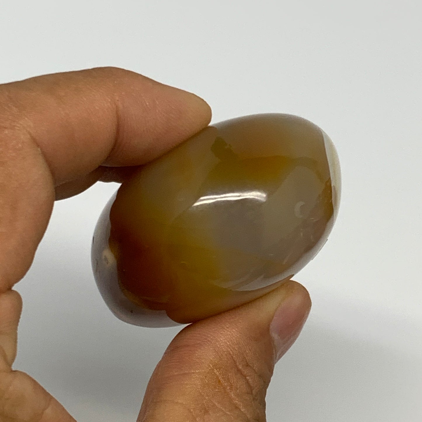 119.6g,2.3"x1.9"x1.2", Red Carnelian Palm-Stone Gem Crystal Polished, B28584