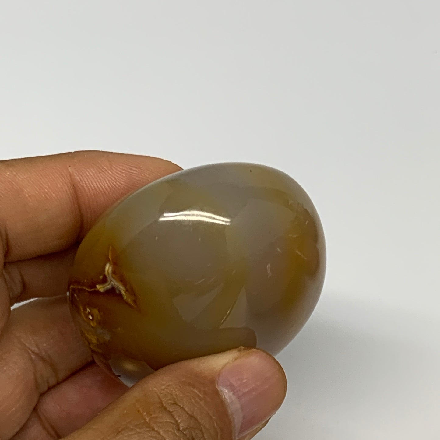 119.6g,2.3"x1.9"x1.2", Red Carnelian Palm-Stone Gem Crystal Polished, B28584