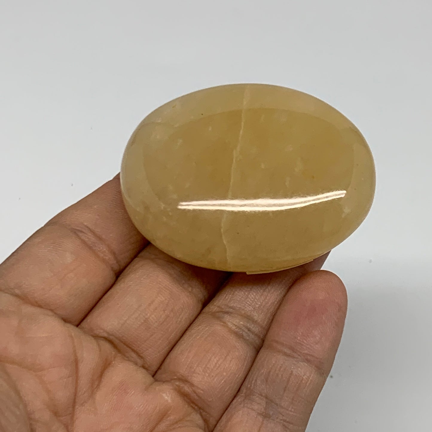 78.1g, 2.1"x1.7"x0.8", Yellow Aventurine Palm-Stone Crystal Stone, B35047