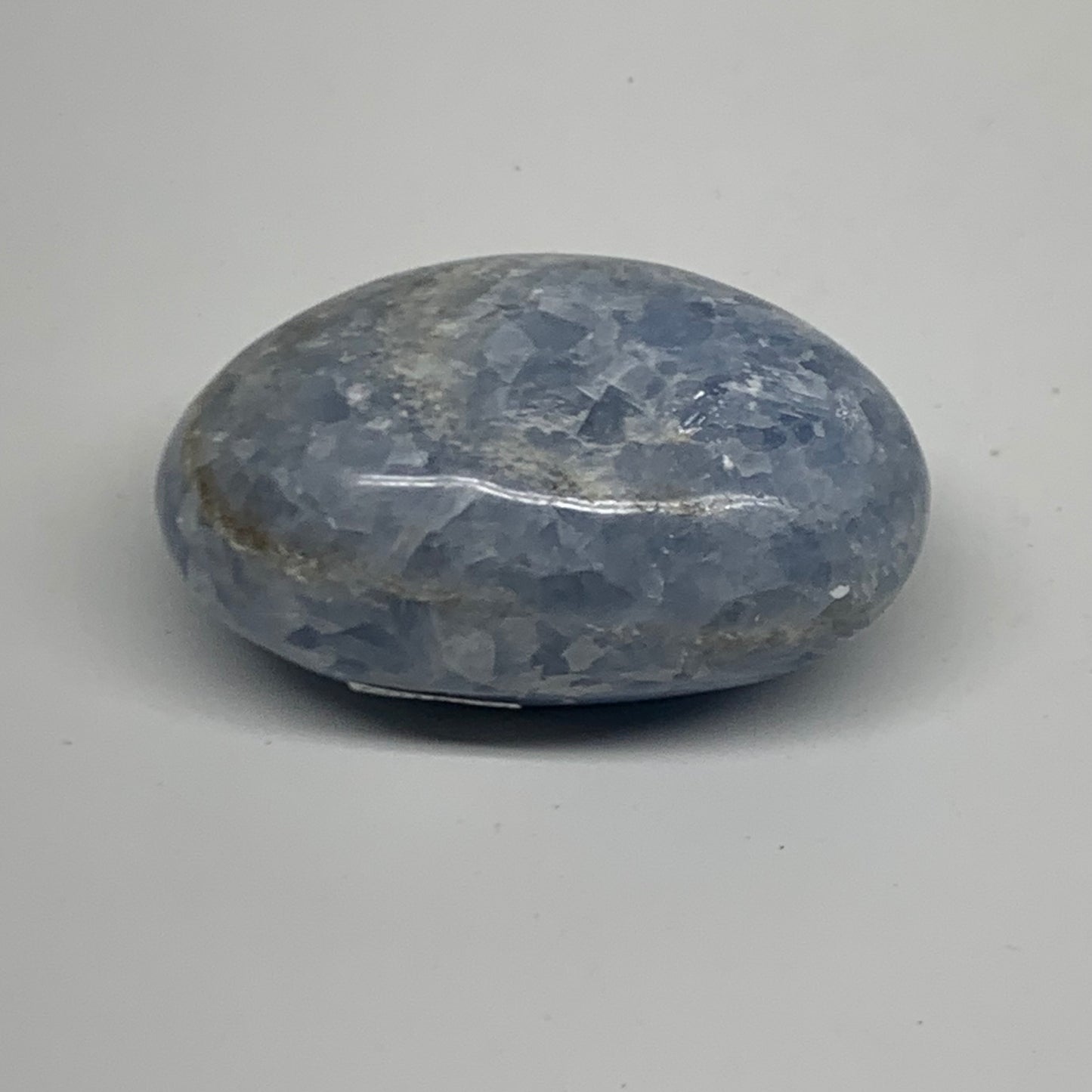 131.8g, 2.5"x1.7"x1.2" Blue Calcite Palm-Stone Polished Tumbled, B38109