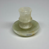 168g, 2.6"x1.3"x2.9", Natural Green Onyx Candle Holder Gemstone Carved, B32245