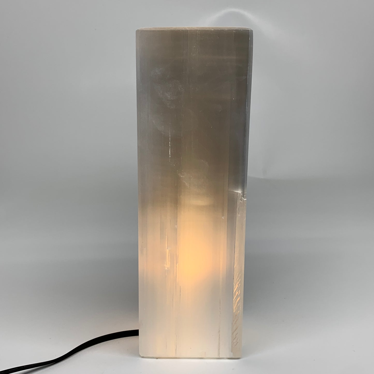 9.8"x3.2", Polished Rectangle Selenite (Satin Spar) Lamp, 6ft Chord included
