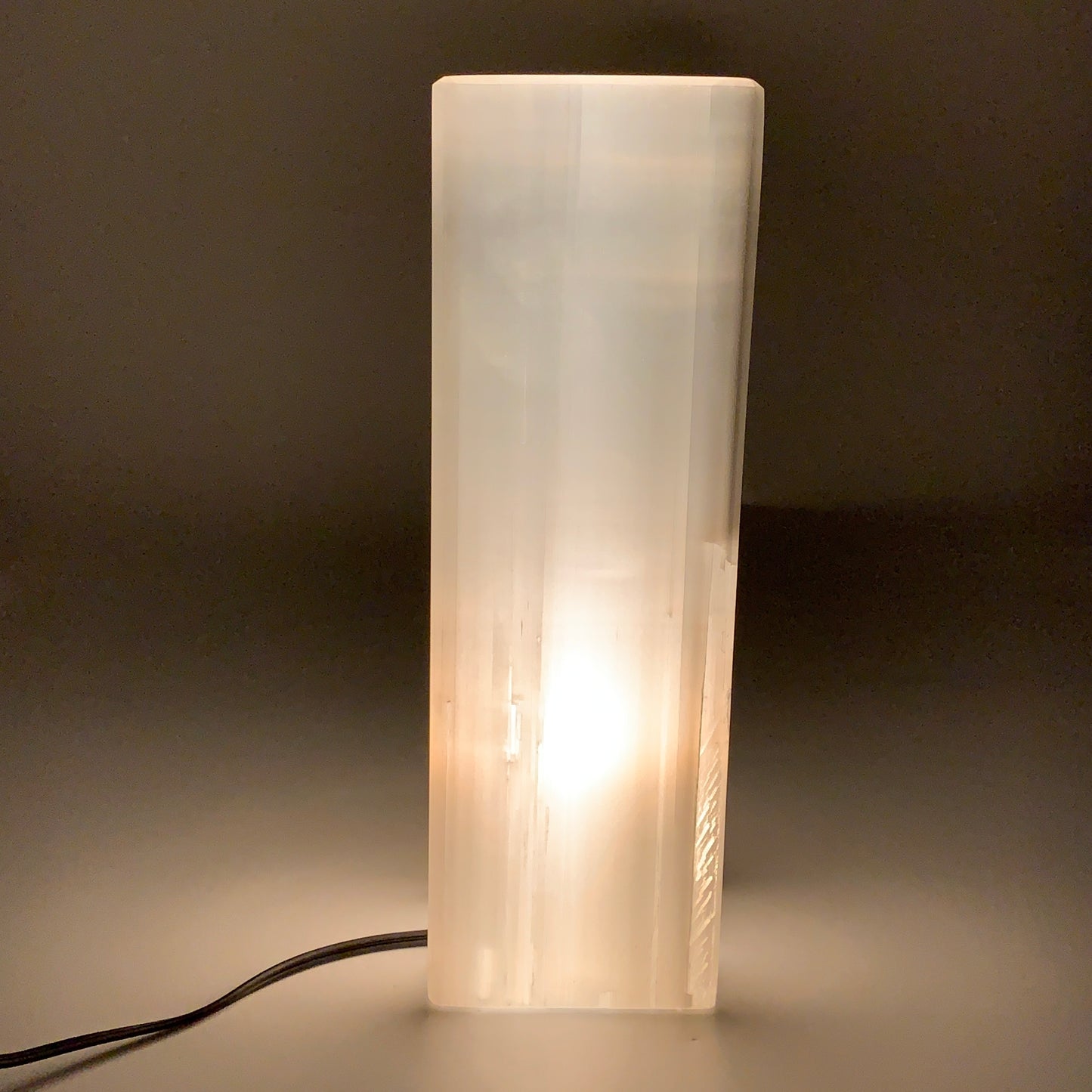 9.8"x3.2", Polished Rectangle Selenite (Satin Spar) Lamp, 6ft Chord included