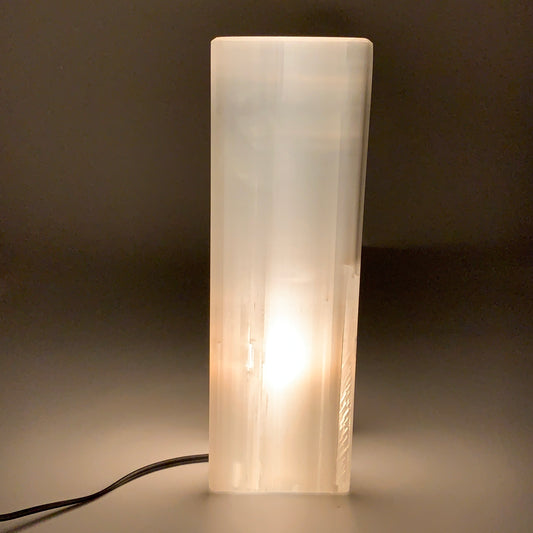 9.8"x3.2", Polished Rectangle Selenite (Satin Spar) Lamp, 6ft Chord included
