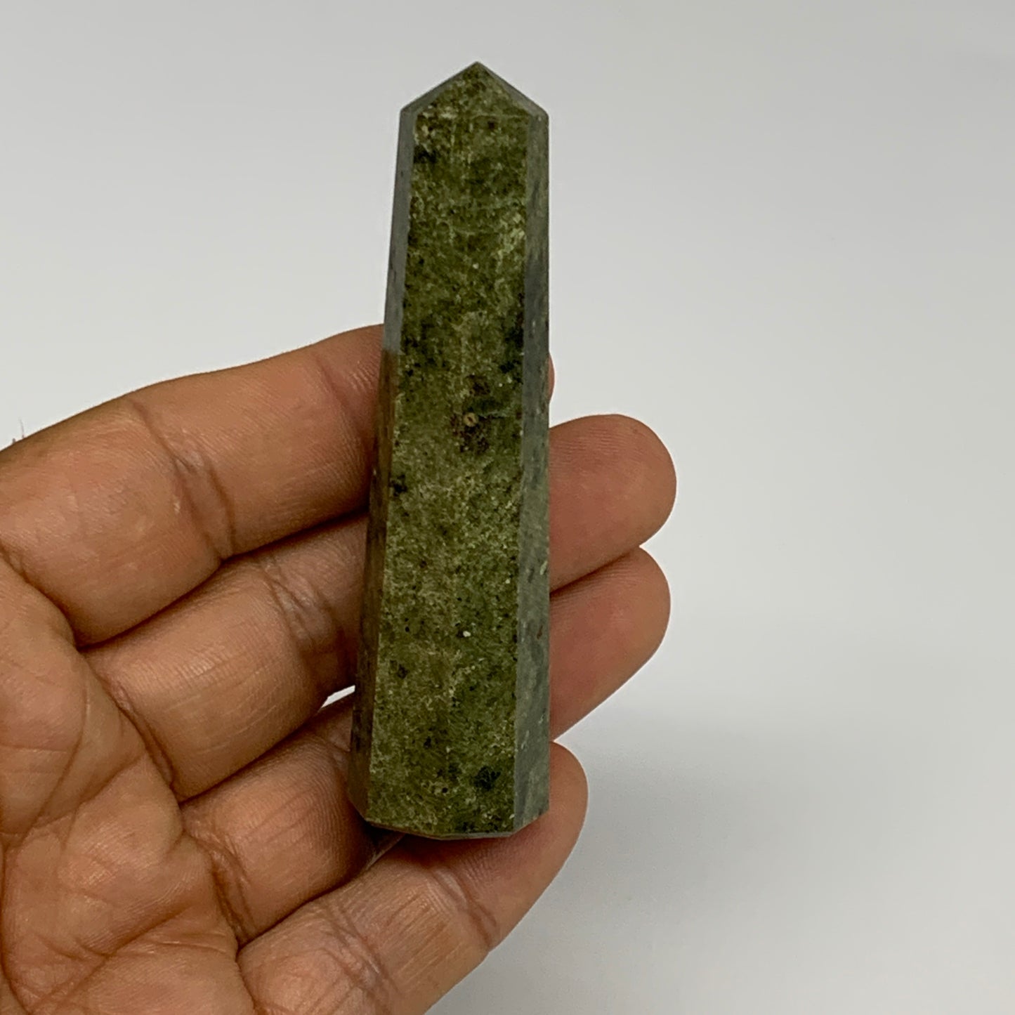 52.3g, 3"x0.8",  Natural Vasonite Tower Point Crystal from India, B29323