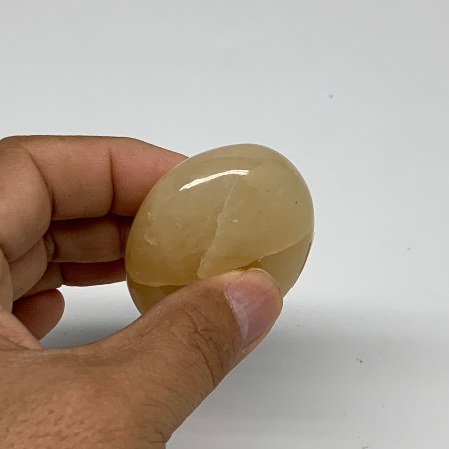 78.1g, 2.1"x1.7"x0.8", Yellow Aventurine Palm-Stone Crystal Stone, B35047