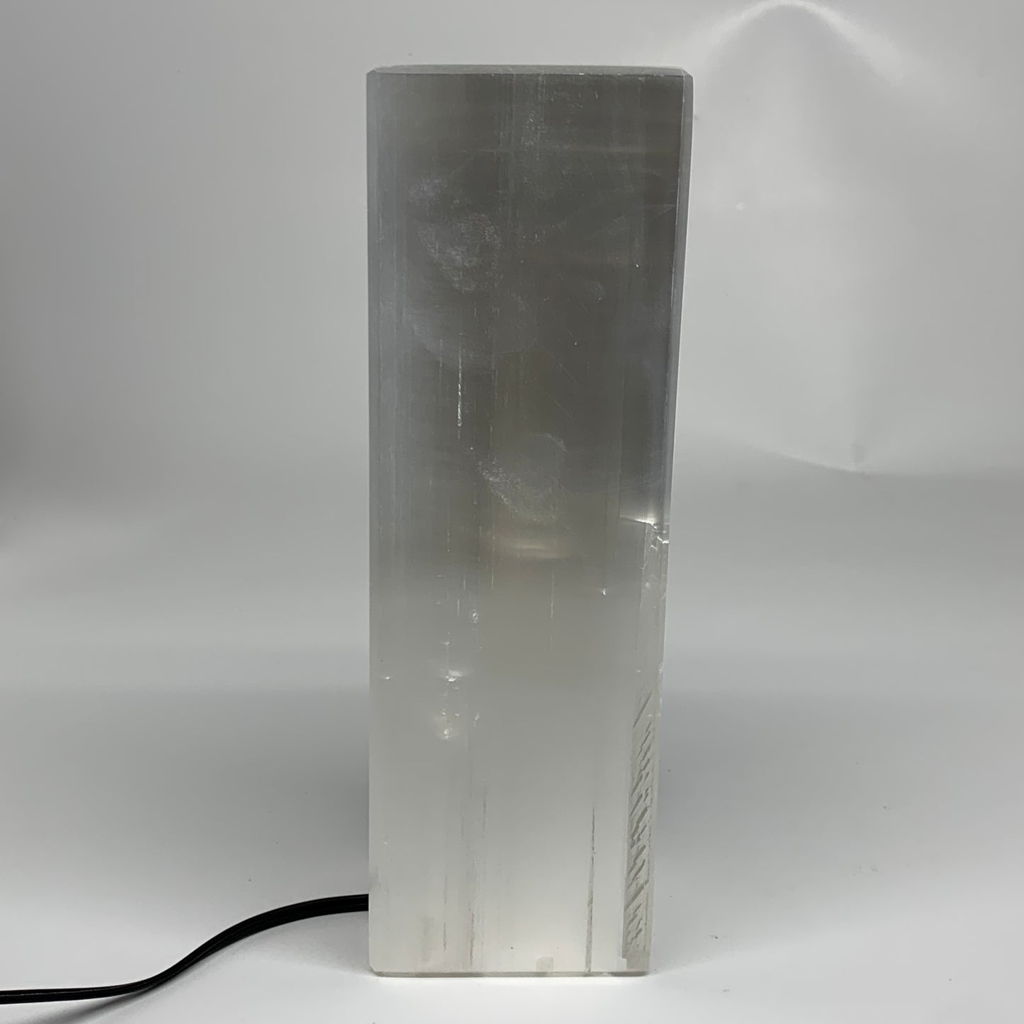 9.8"x3.2", Polished Rectangle Selenite (Satin Spar) Lamp, 6ft Chord included