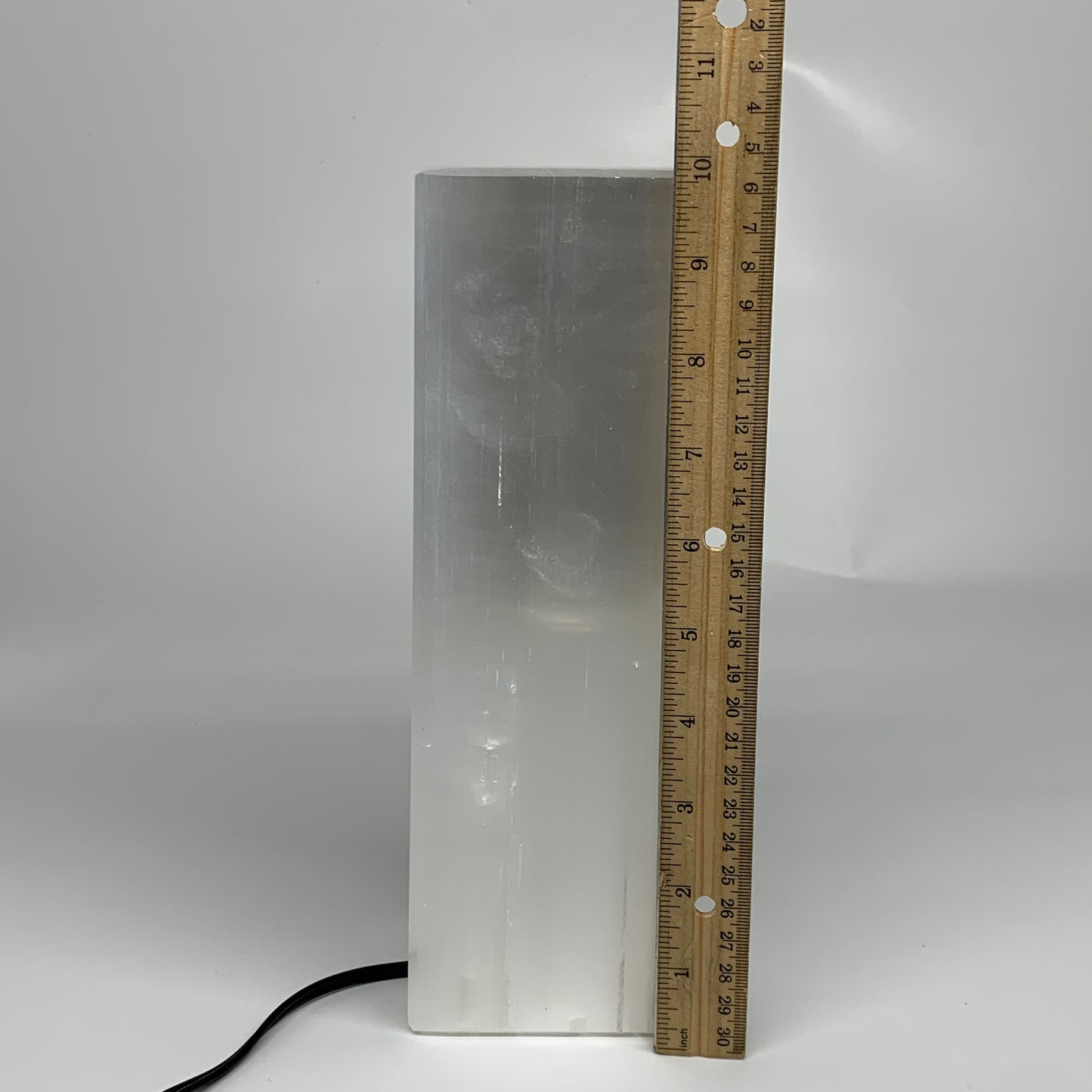 9.8"x3.2", Polished Rectangle Selenite (Satin Spar) Lamp, 6ft Chord included