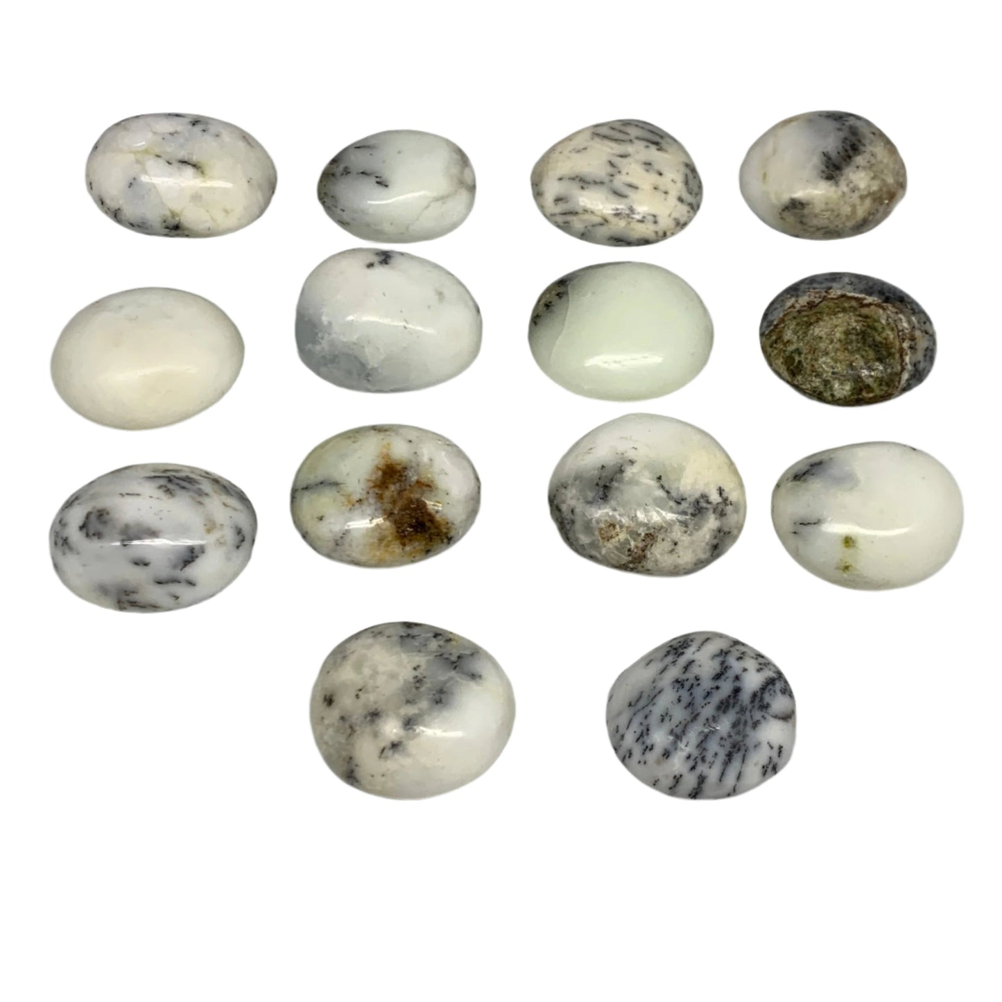 2.2 lbs, 1.7"-2.1", 14pcs, Dendrite Opal Palm-Stone Crystal Polished, B27806