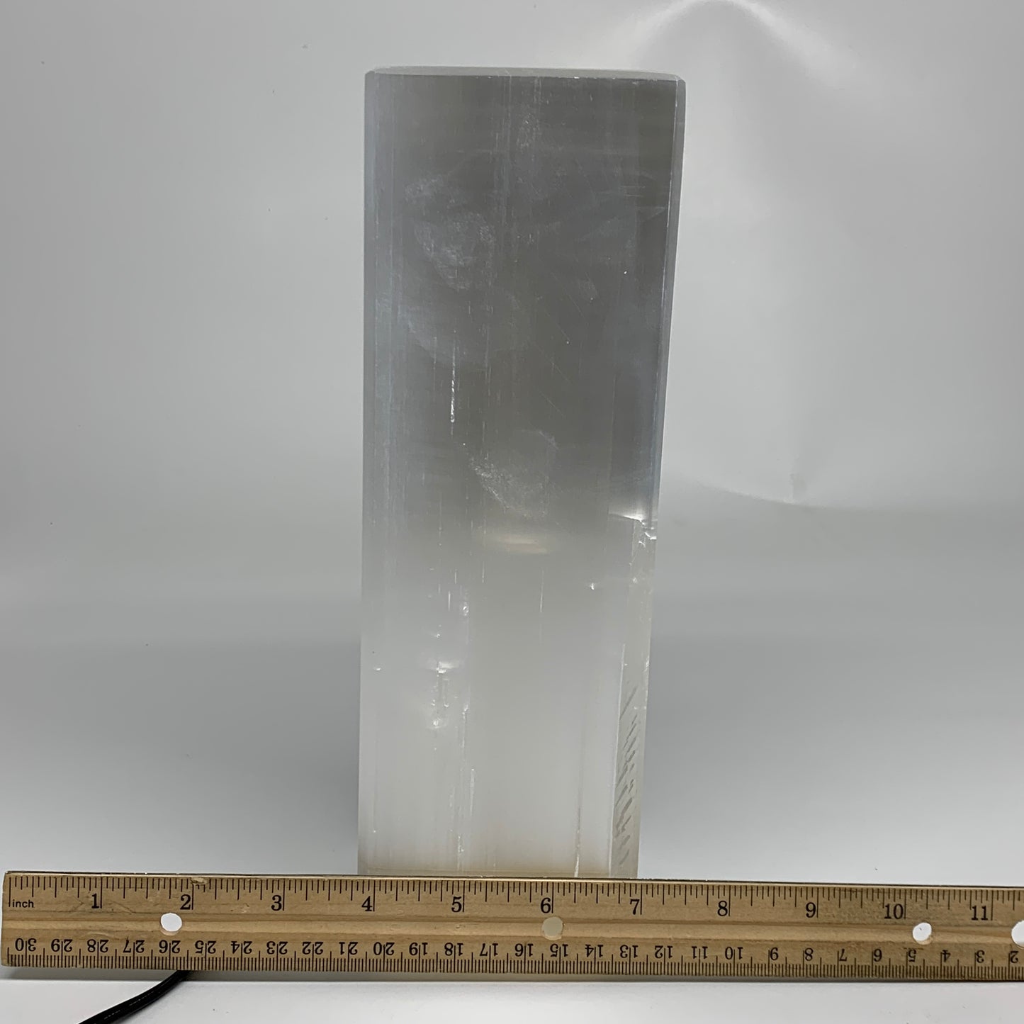 9.8"x3.2", Polished Rectangle Selenite (Satin Spar) Lamp, 6ft Chord included