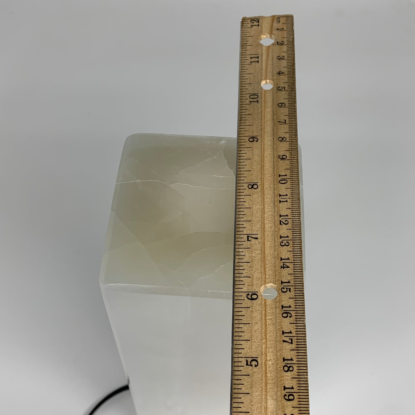 9.8"x3.2", Polished Rectangle Selenite (Satin Spar) Lamp, 6ft Chord included