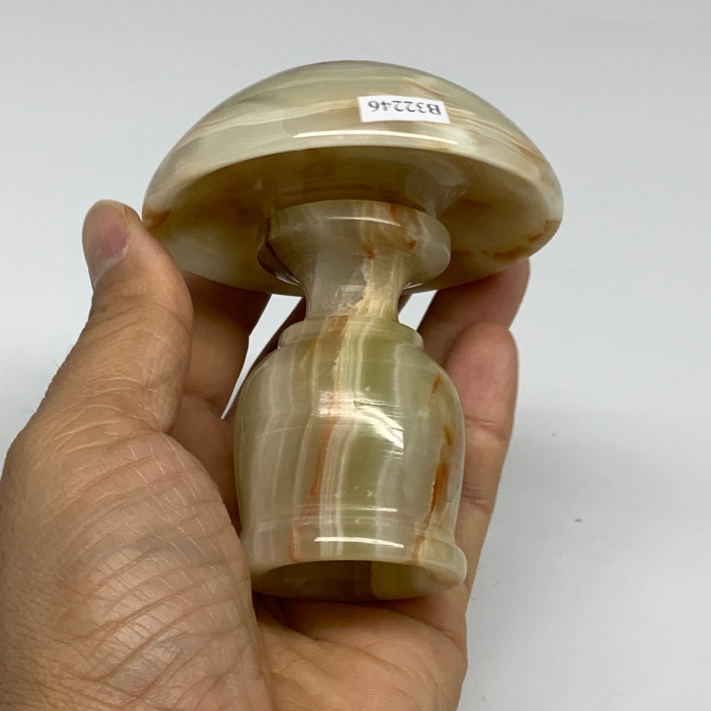 281g, 3.3"x1.5"x2.9", Natural Green Onyx Candle Holder Gemstone Carved, B32246