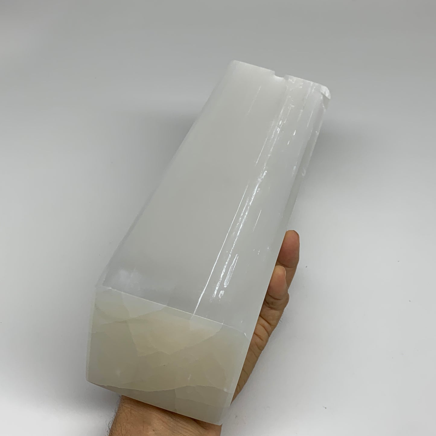 9.8"x3.2", Polished Rectangle Selenite (Satin Spar) Lamp, 6ft Chord included