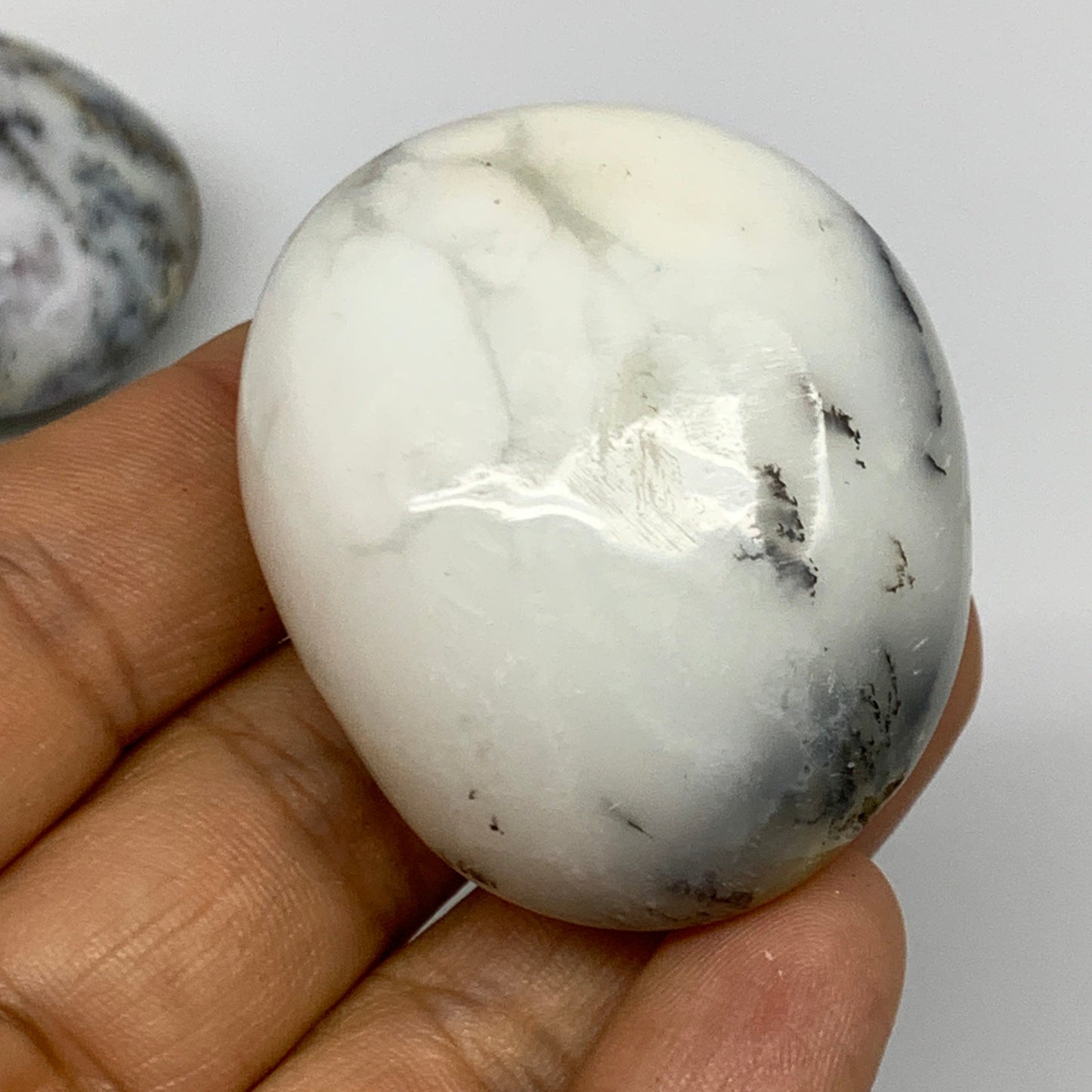 2.2 lbs, 1.7"-2.1", 14pcs, Dendrite Opal Palm-Stone Crystal Polished, B27806