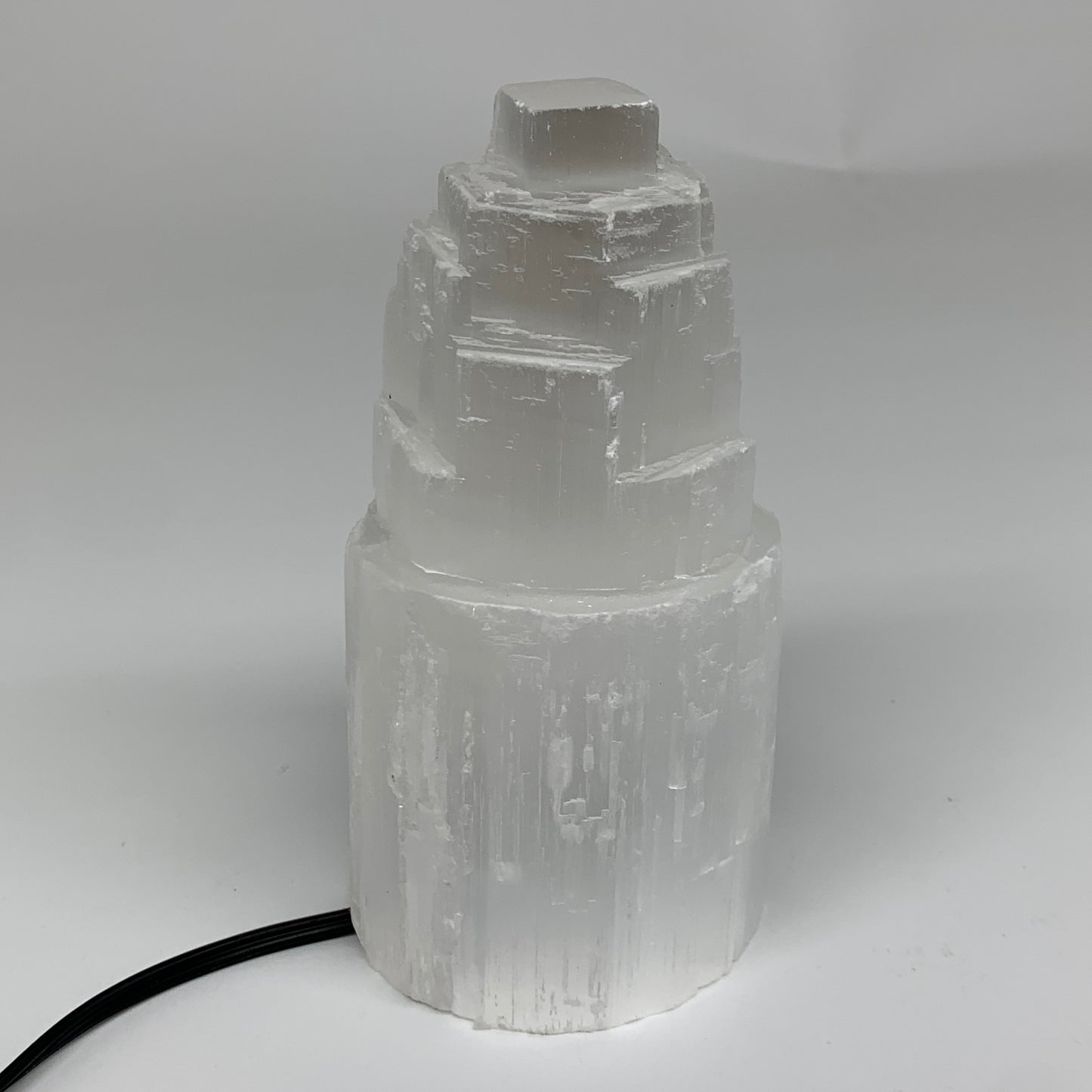 6"x3", Raw Rough Selenite (Satin Spar) Lamp Tower, 6ft Chord included