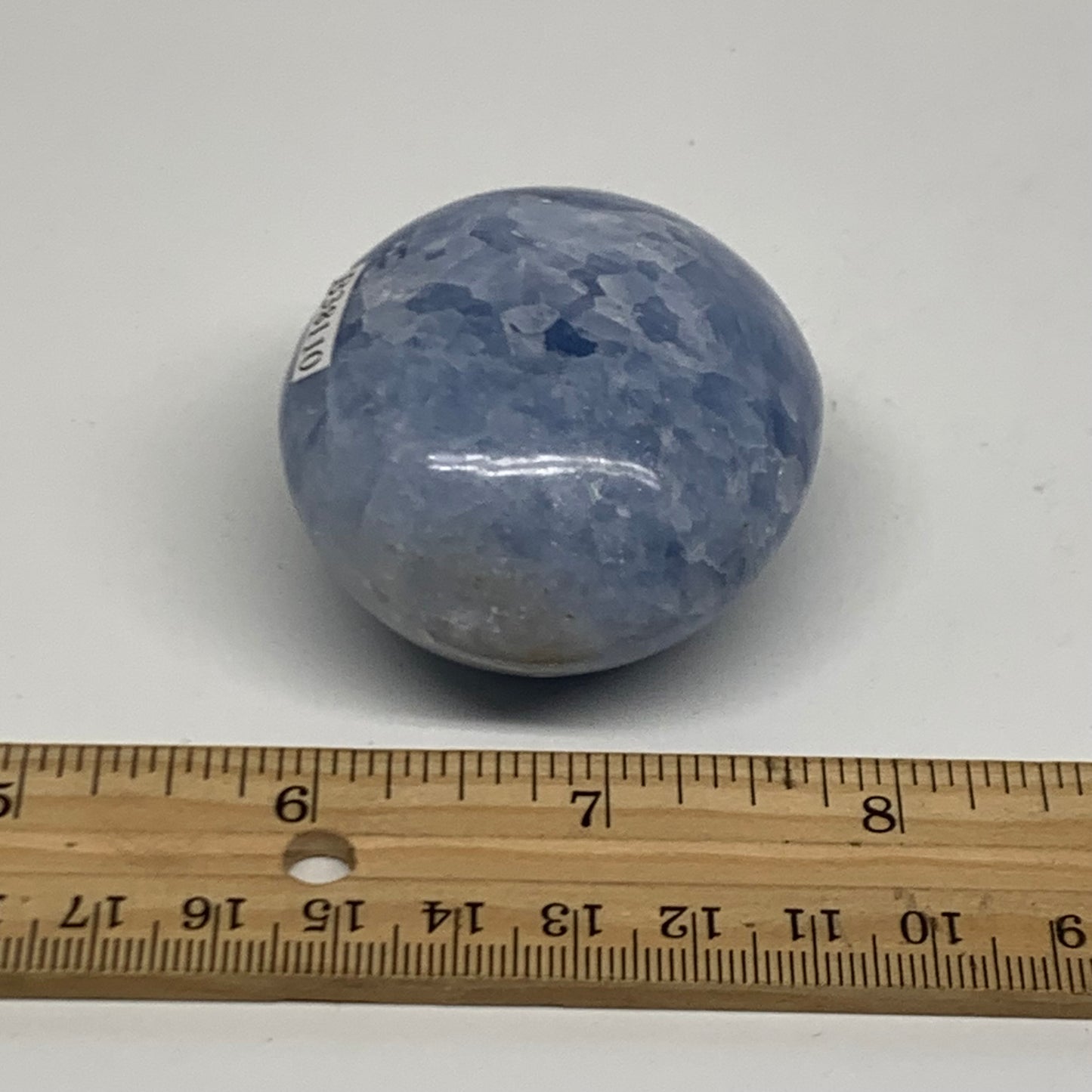 128.1g, 2.2"x1.9"x1.3" Blue Calcite Palm-Stone Polished Tumbled, B38110