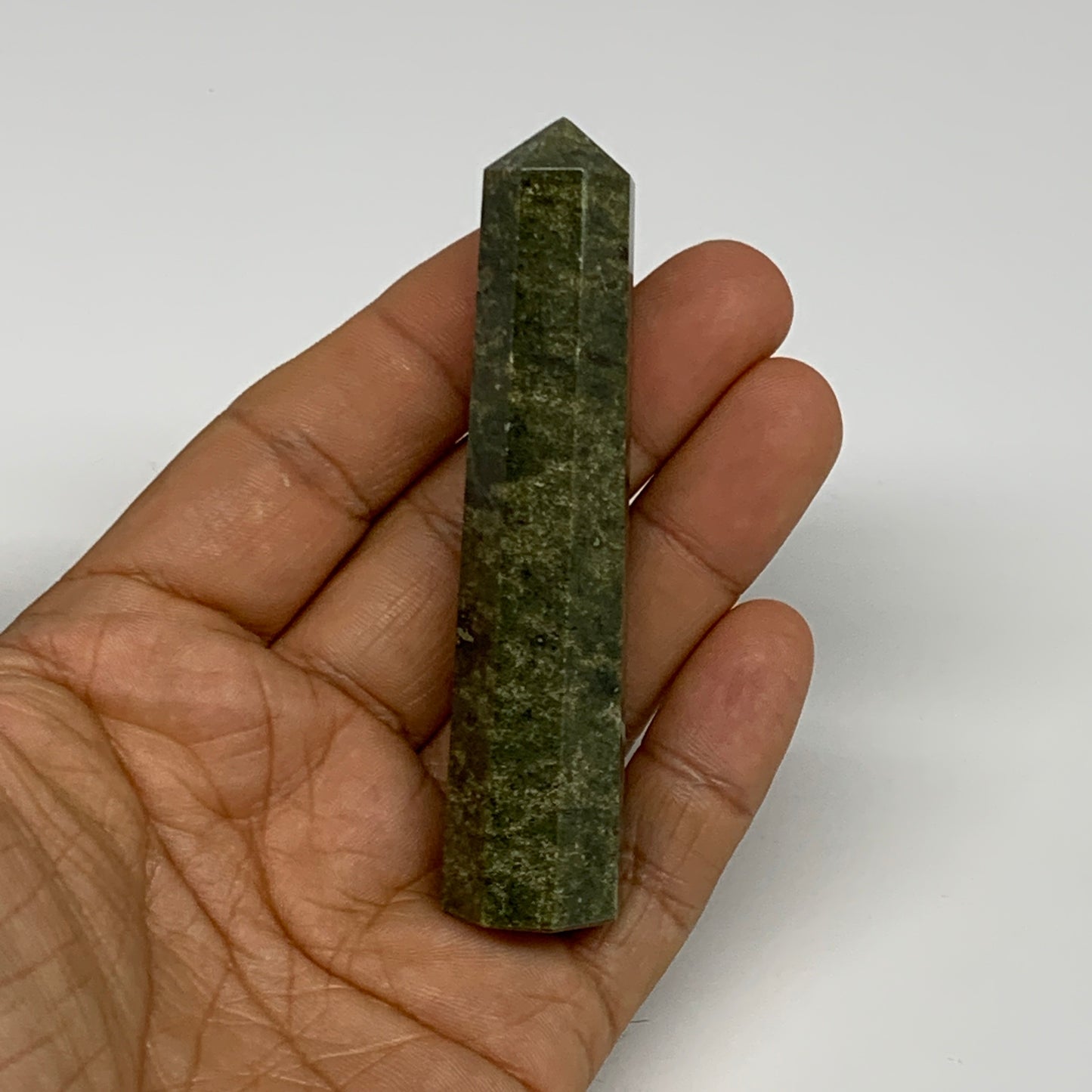 61.1g, 3.3"x0.7",  Natural Vasonite Tower Point Crystal from India, B29324