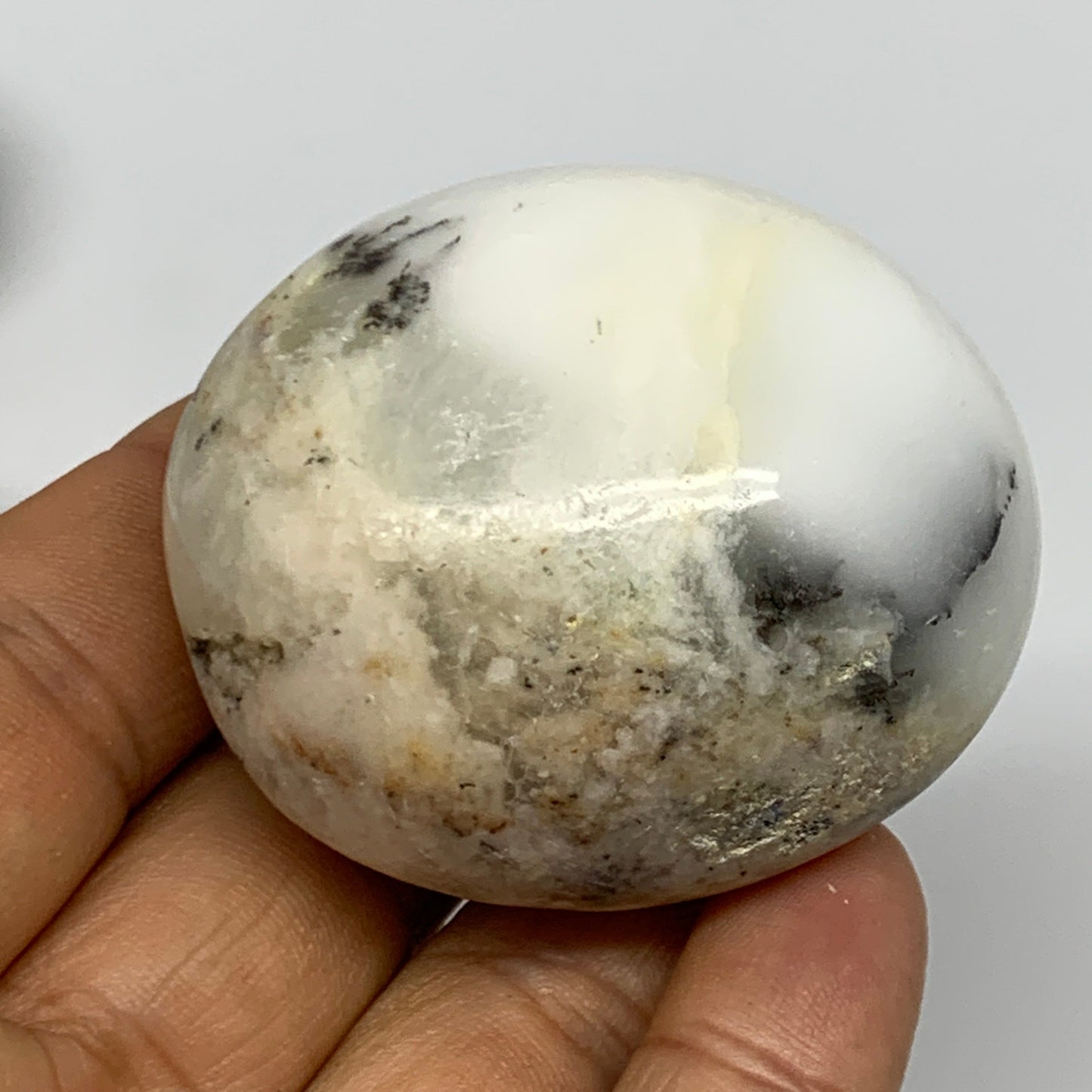 2.2 lbs, 1.7"-2.1", 14pcs, Dendrite Opal Palm-Stone Crystal Polished, B27806