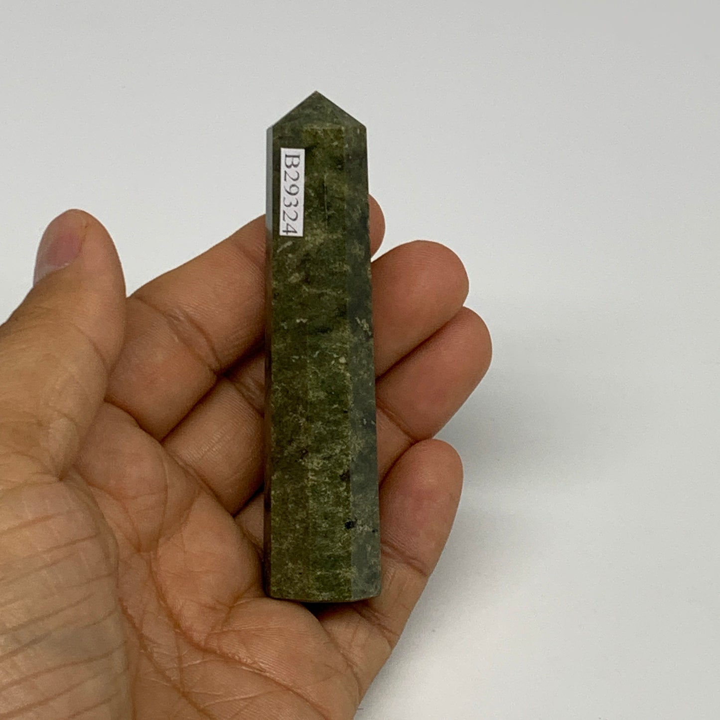61.1g, 3.3"x0.7",  Natural Vasonite Tower Point Crystal from India, B29324