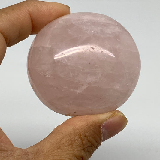 124.1g , 2.1"x1.9"x1.4", Natural Pink Rose Quartz Palm-stone Crystal, B37274