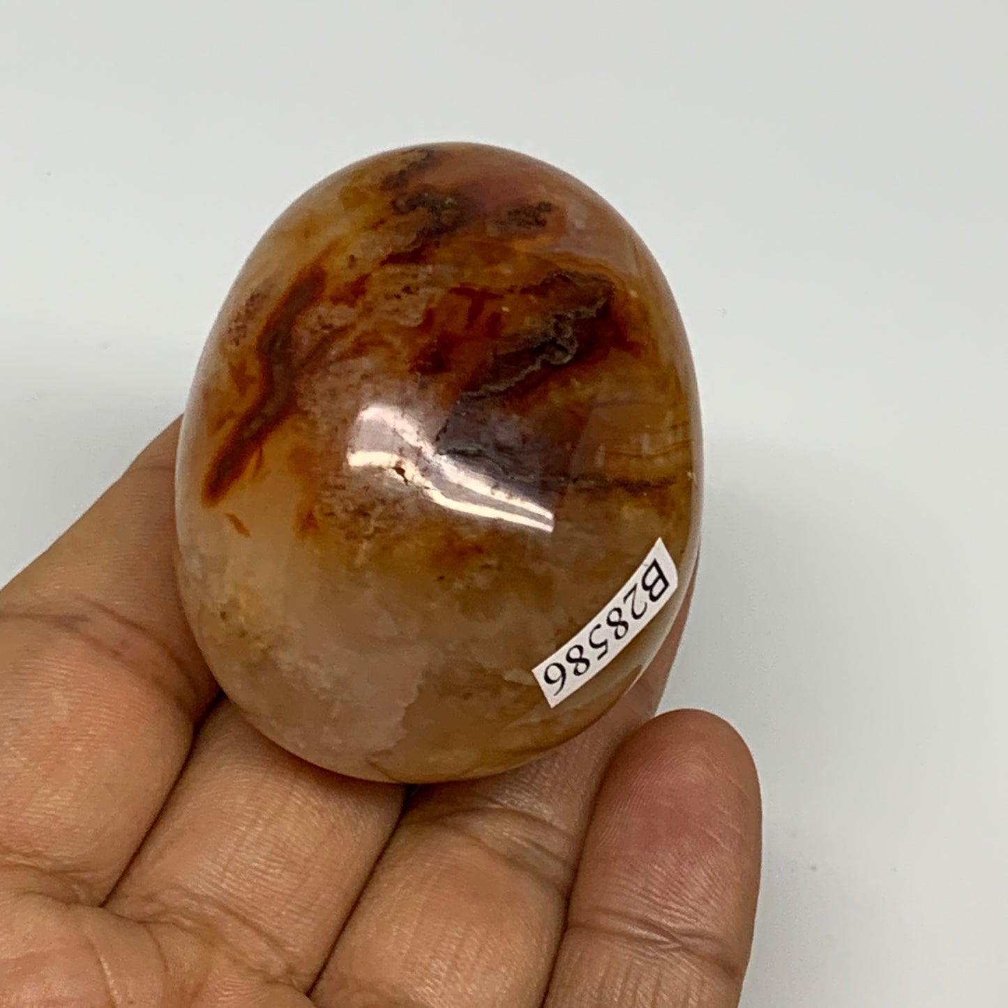112.2g,2.1"x1.6"x1.4", Red Carnelian Palm-Stone Gem Crystal Polished, B28586