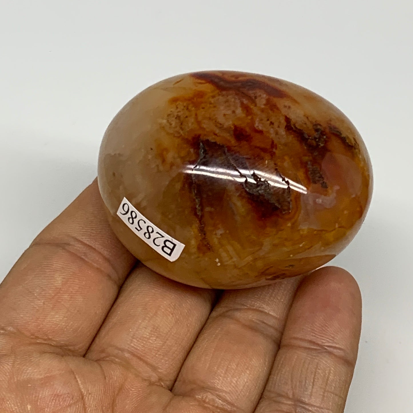 112.2g,2.1"x1.6"x1.4", Red Carnelian Palm-Stone Gem Crystal Polished, B28586