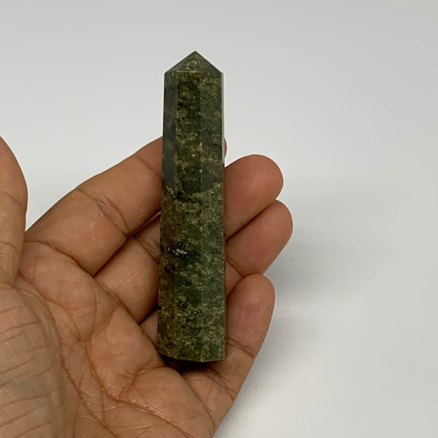 61.1g, 3.3"x0.7",  Natural Vasonite Tower Point Crystal from India, B29324