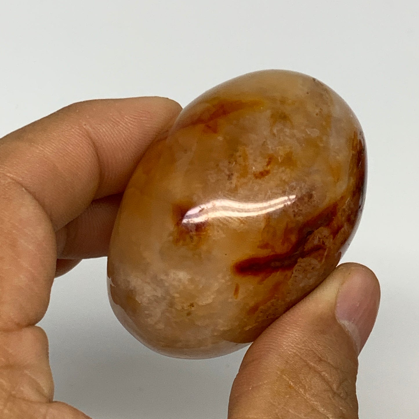112.2g,2.1"x1.6"x1.4", Red Carnelian Palm-Stone Gem Crystal Polished, B28586